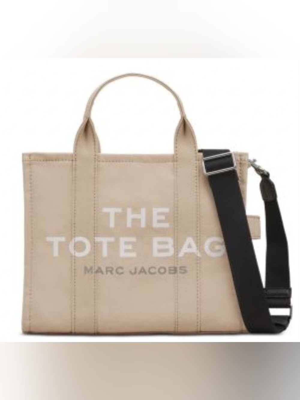 Marc Jacobs Beige Canvas Messenger Tote with Bold Logo Still In Plastic
